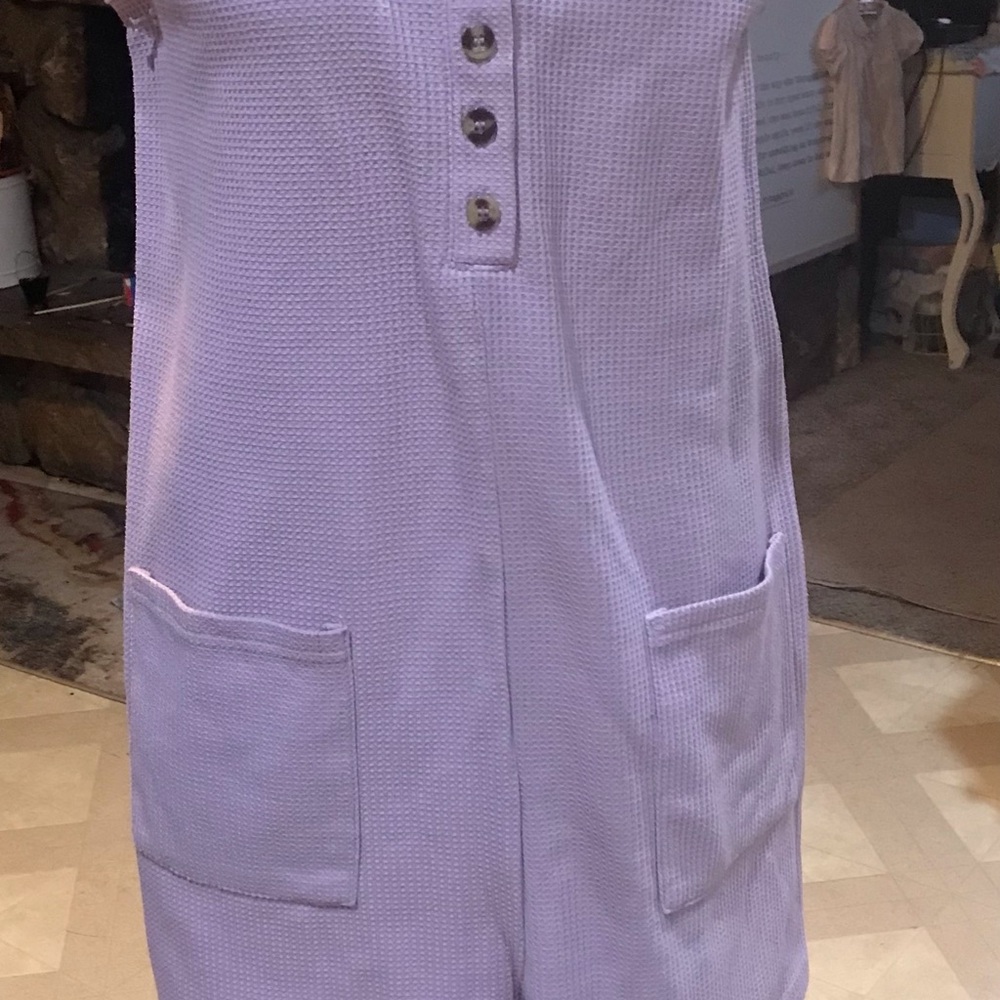 Lilac Knit Romper with Front Pockets